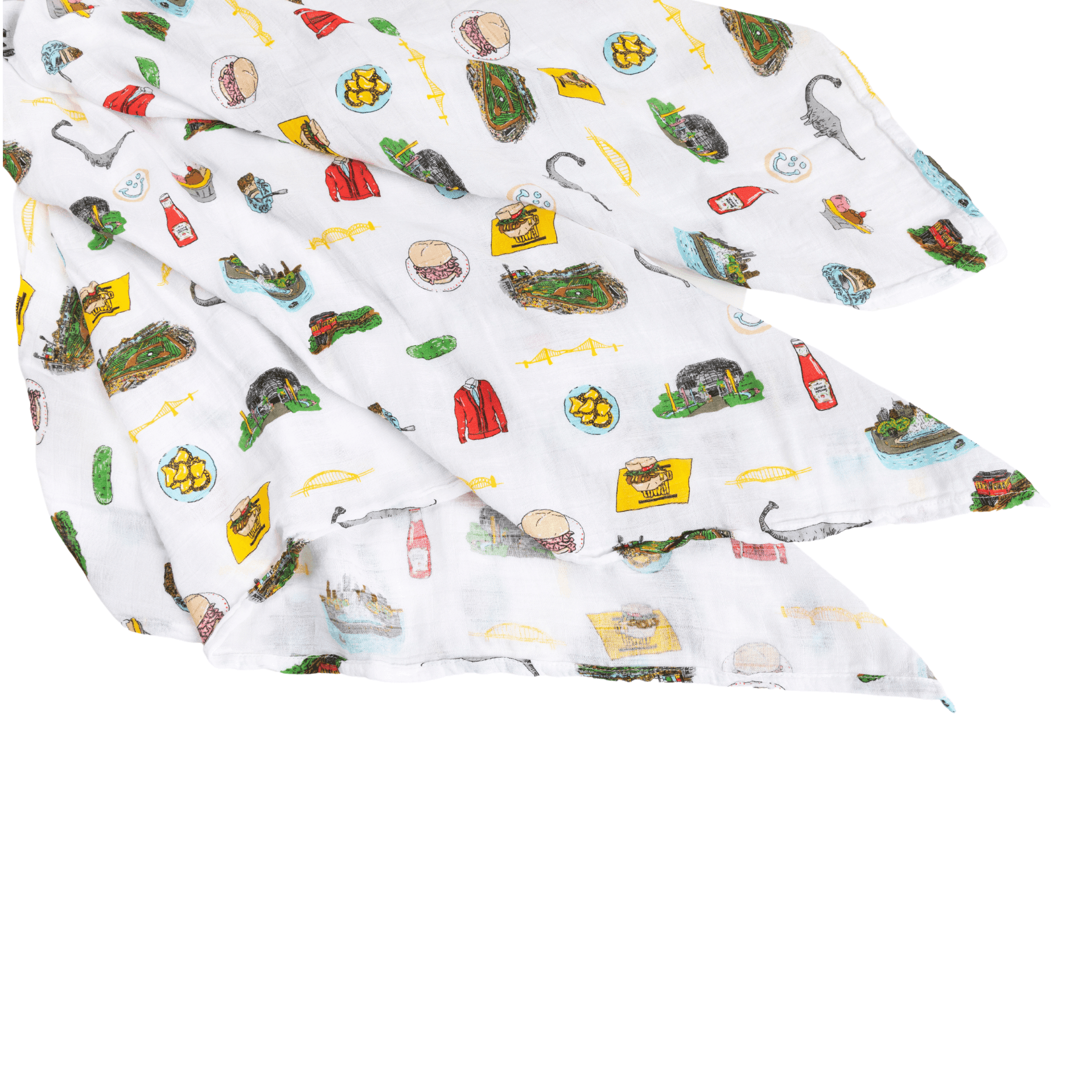 GiftSet: Pittsburgh Baby Muslin Swaddle Blanket and Burp Cloth/Bib Combo-thumbmail-1