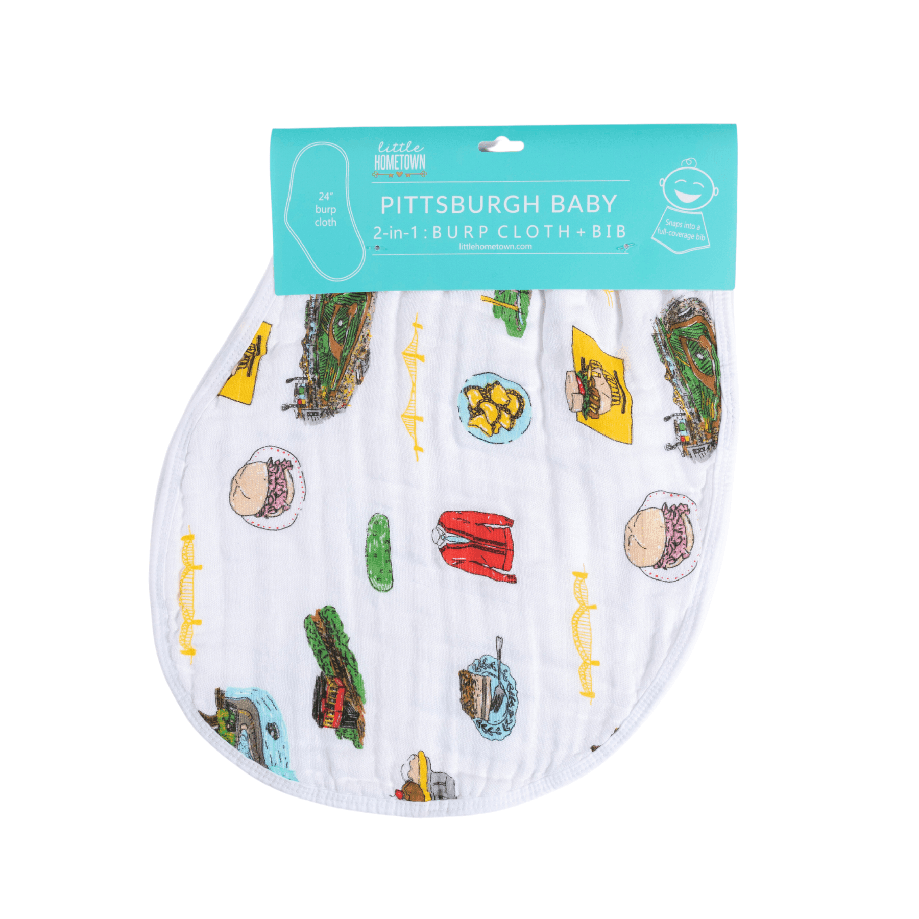 GiftSet: Pittsburgh Baby Muslin Swaddle Blanket and Burp Cloth/Bib Combo-thumbmail-10