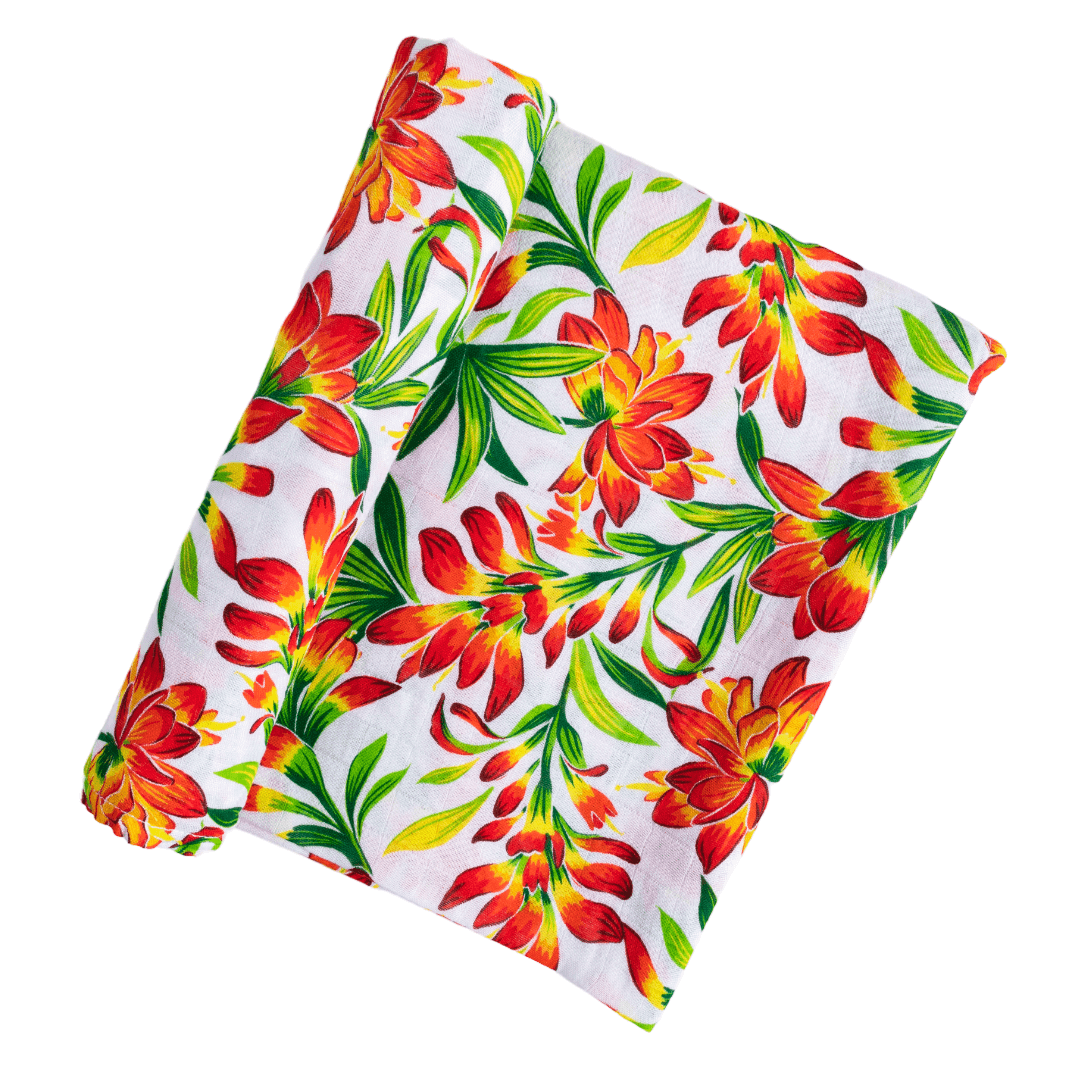 GiftSet: Prairie Fire Baby Muslin Swaddle Blanket and Burp Cloth/Bib Combo-thumbmail-5
