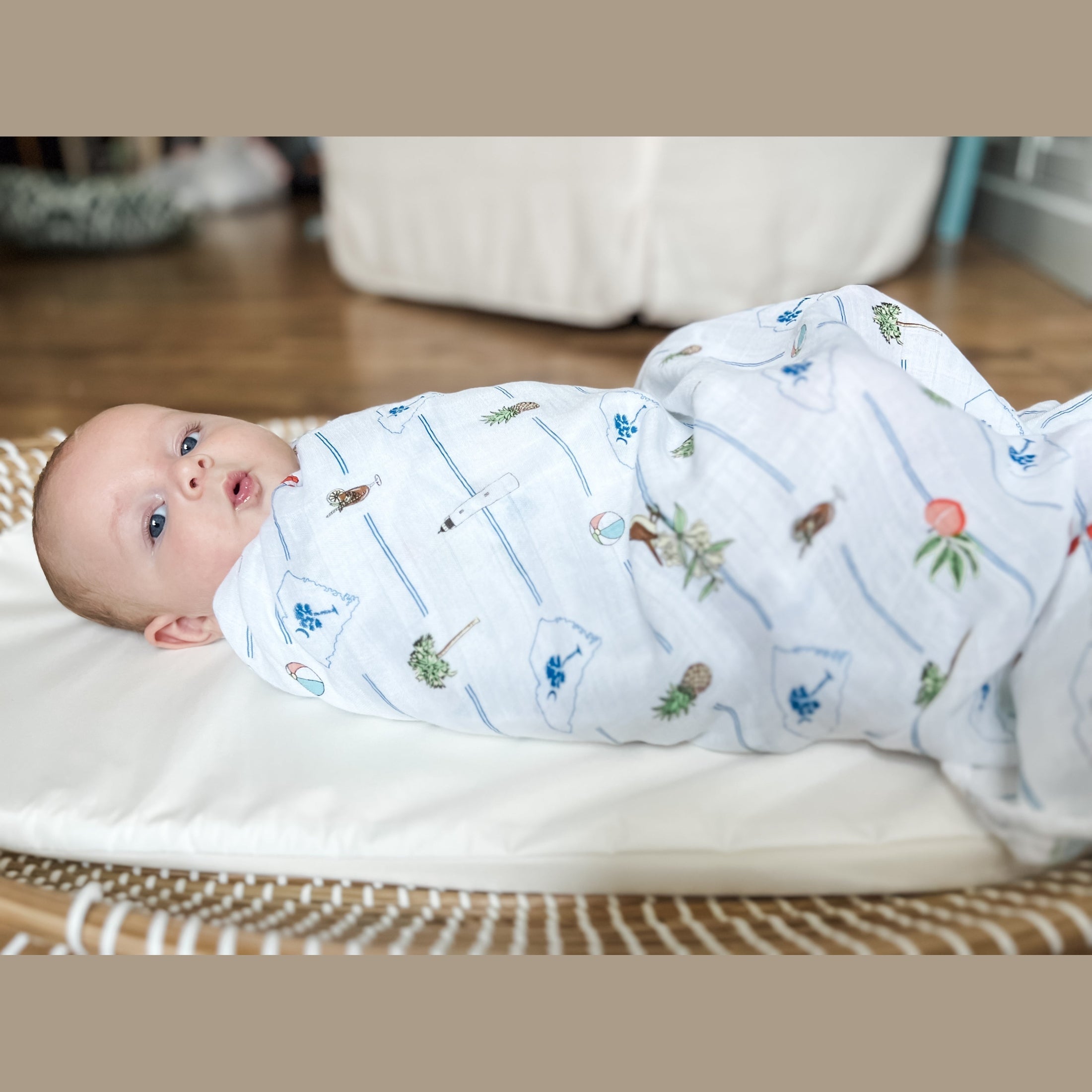 GiftSet: South Carolina Baby Muslin Swaddle Blanket and Burp Cloth/Bib Combo-thumbmail-2