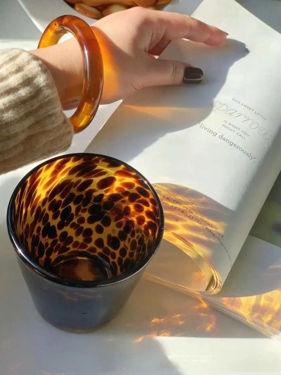 Handmade Retro Elegant Tortoise Glass Cup Tumbler Set of 2-thumbmail-3