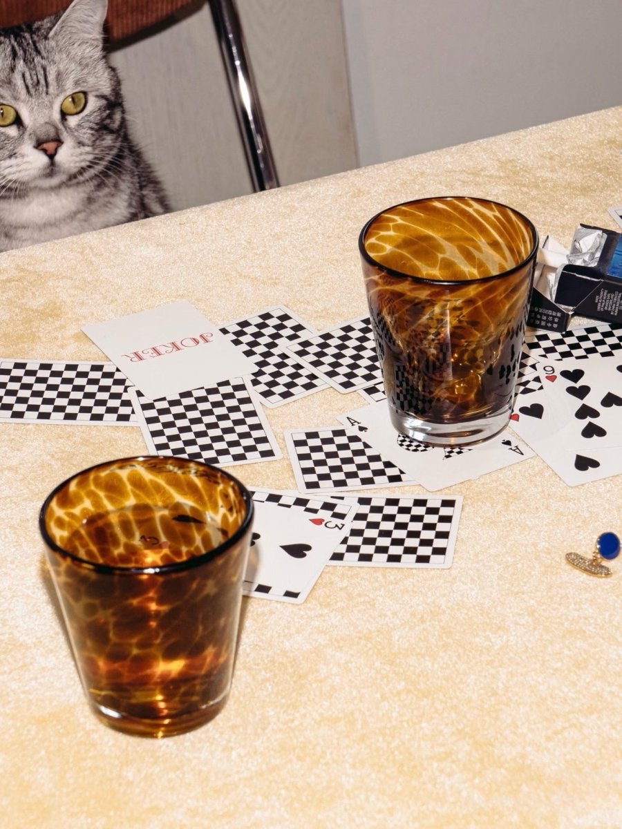 Handmade Retro Elegant Tortoise Glass Cup Tumbler Set of 2-thumbmail-4