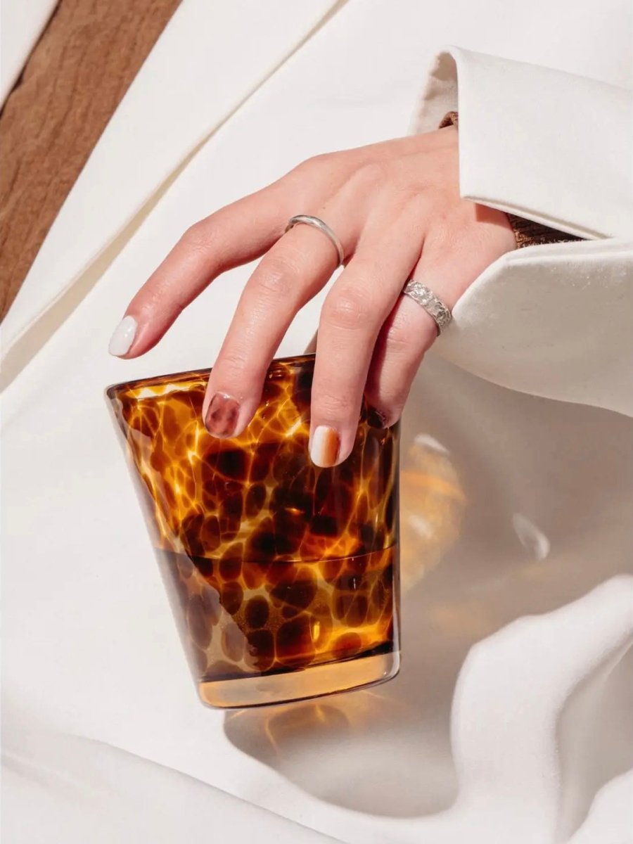 Handmade Retro Elegant Tortoise Glass Cup Tumbler Set of 2-thumbmail-2