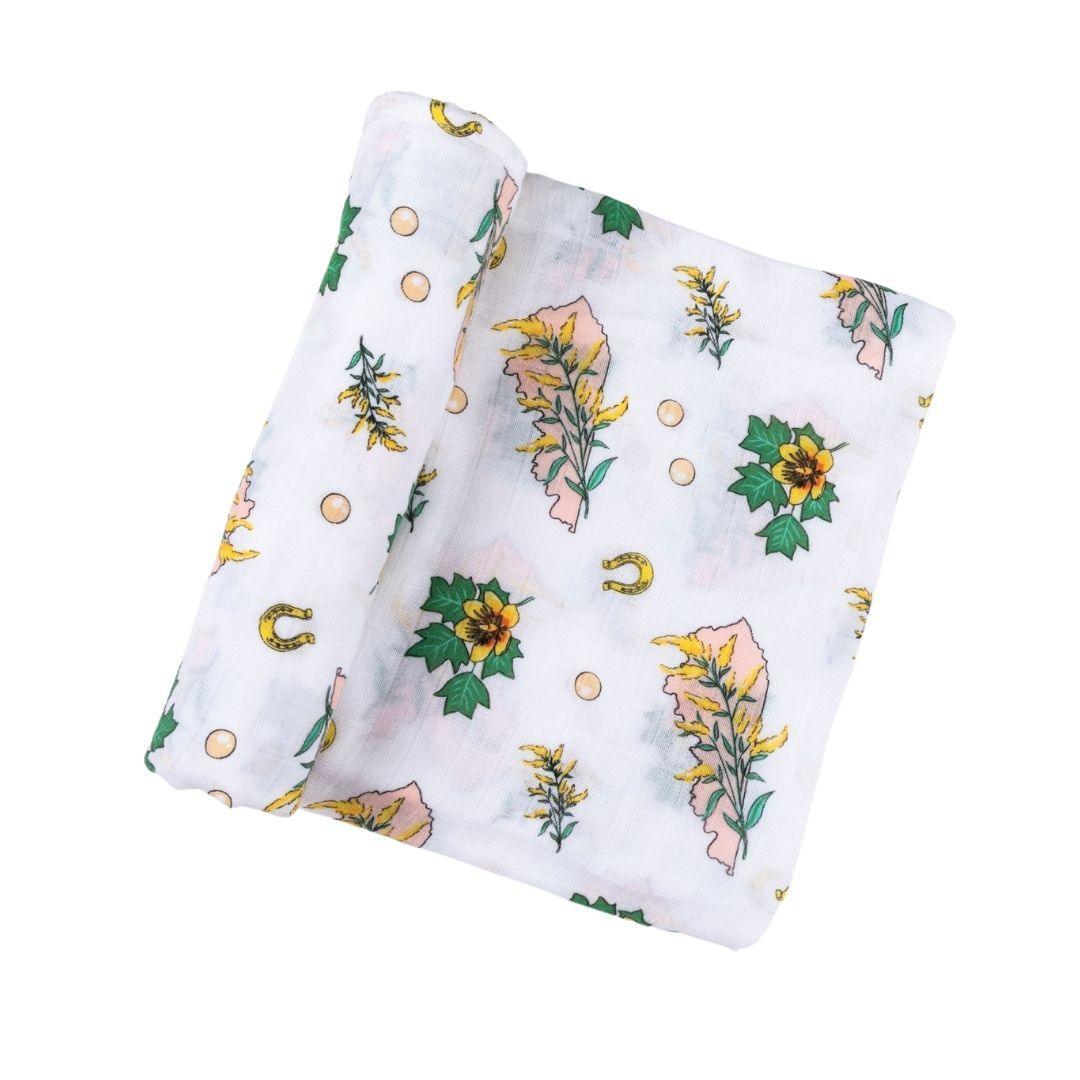 Kentucky Baby (Floral) Muslin Swaddle Receiving Blanket-thumbmail-5