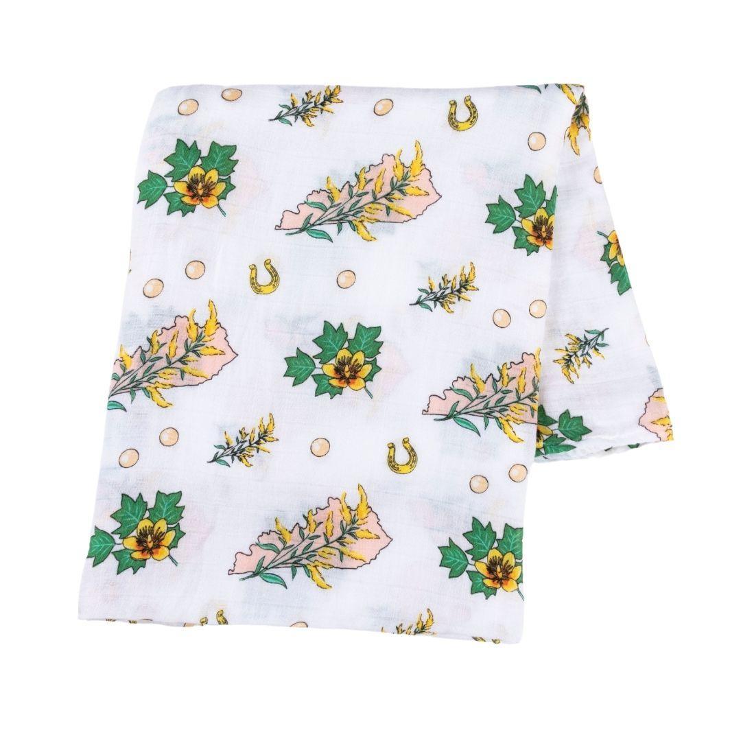 Kentucky Baby (Floral) Muslin Swaddle Receiving Blanket-thumbmail-3