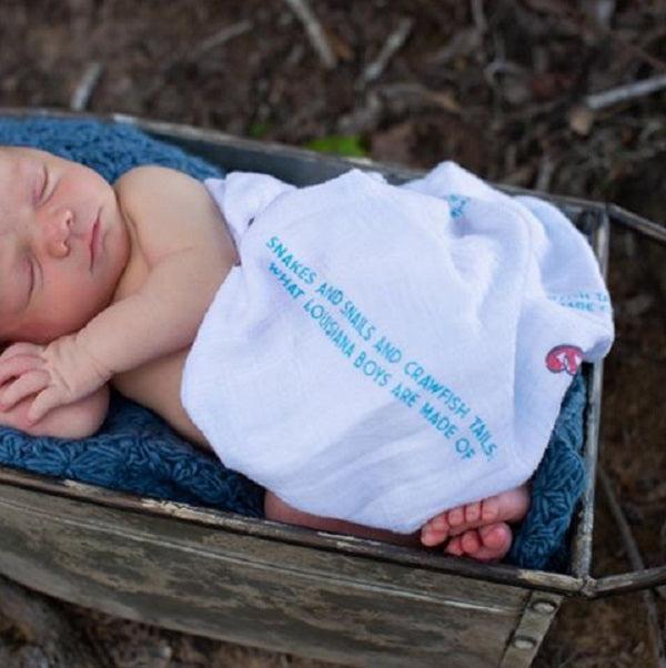 Louisiana Baby Boy Baby Muslin Swaddle Receiving Blanket-thumbmail-3