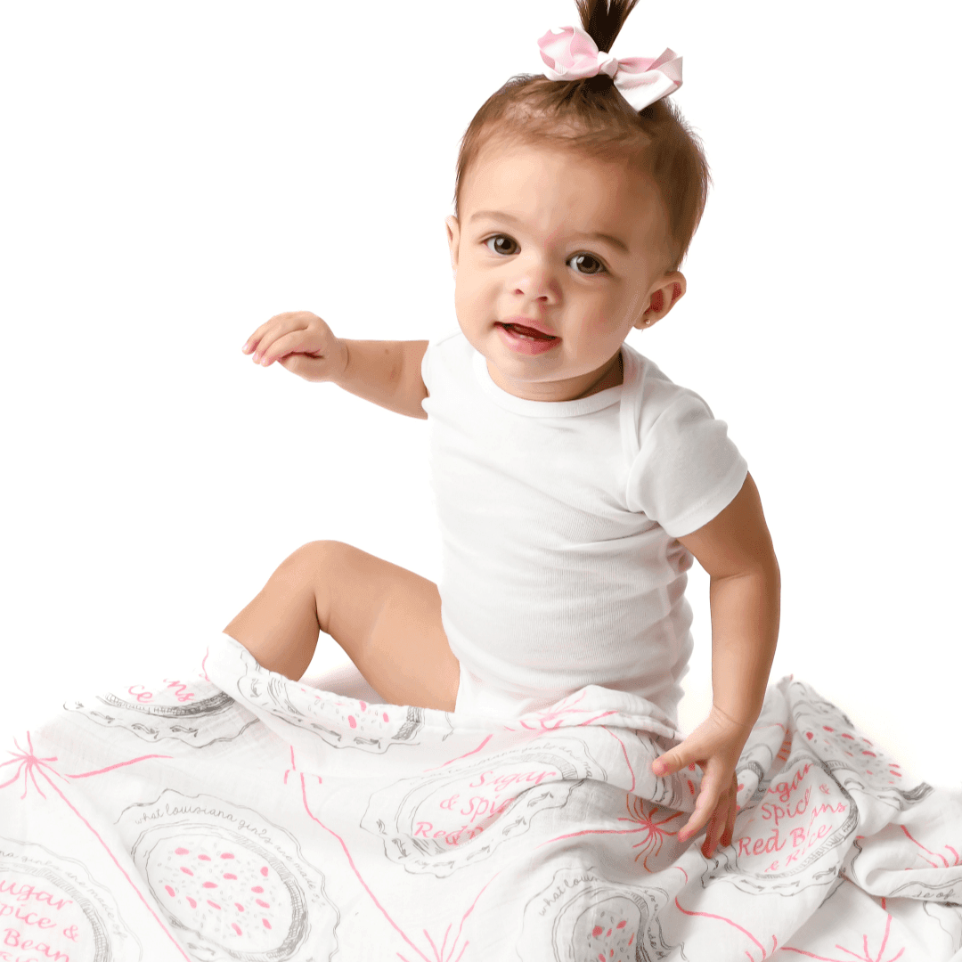 Louisiana Baby Girl Muslin Swaddle Receiving Blanket-thumbmail-3