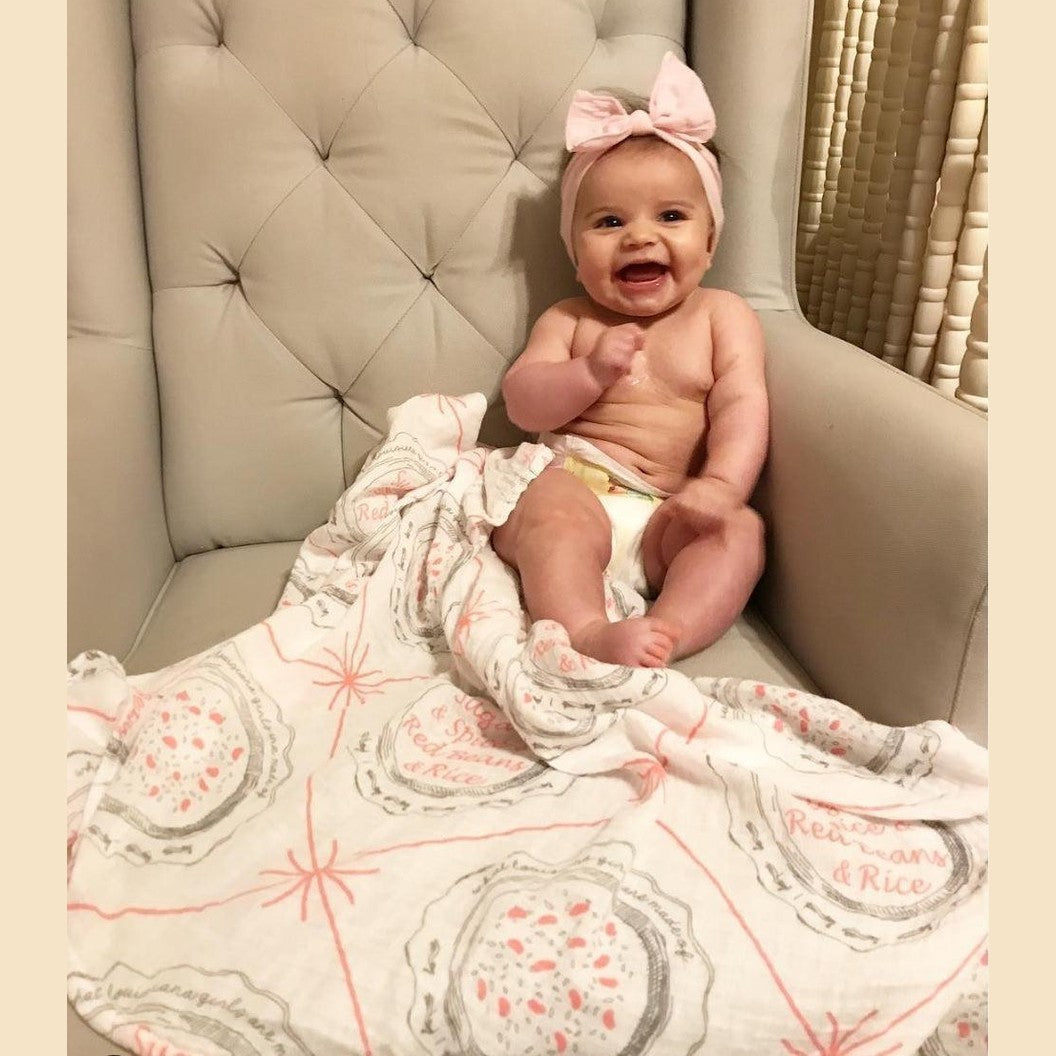 Louisiana Baby Girl Muslin Swaddle Receiving Blanket-thumbmail-4