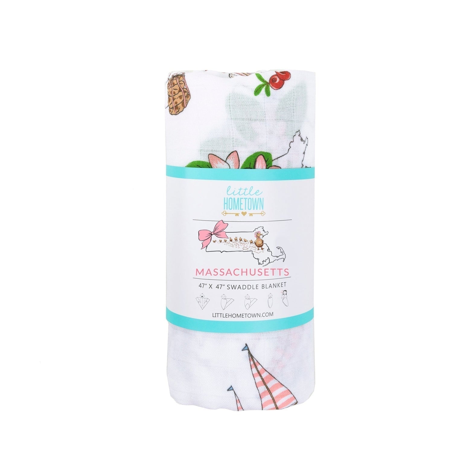 Massachusetts Floral Muslin Swaddle Receiving Blanket-thumbmail-7