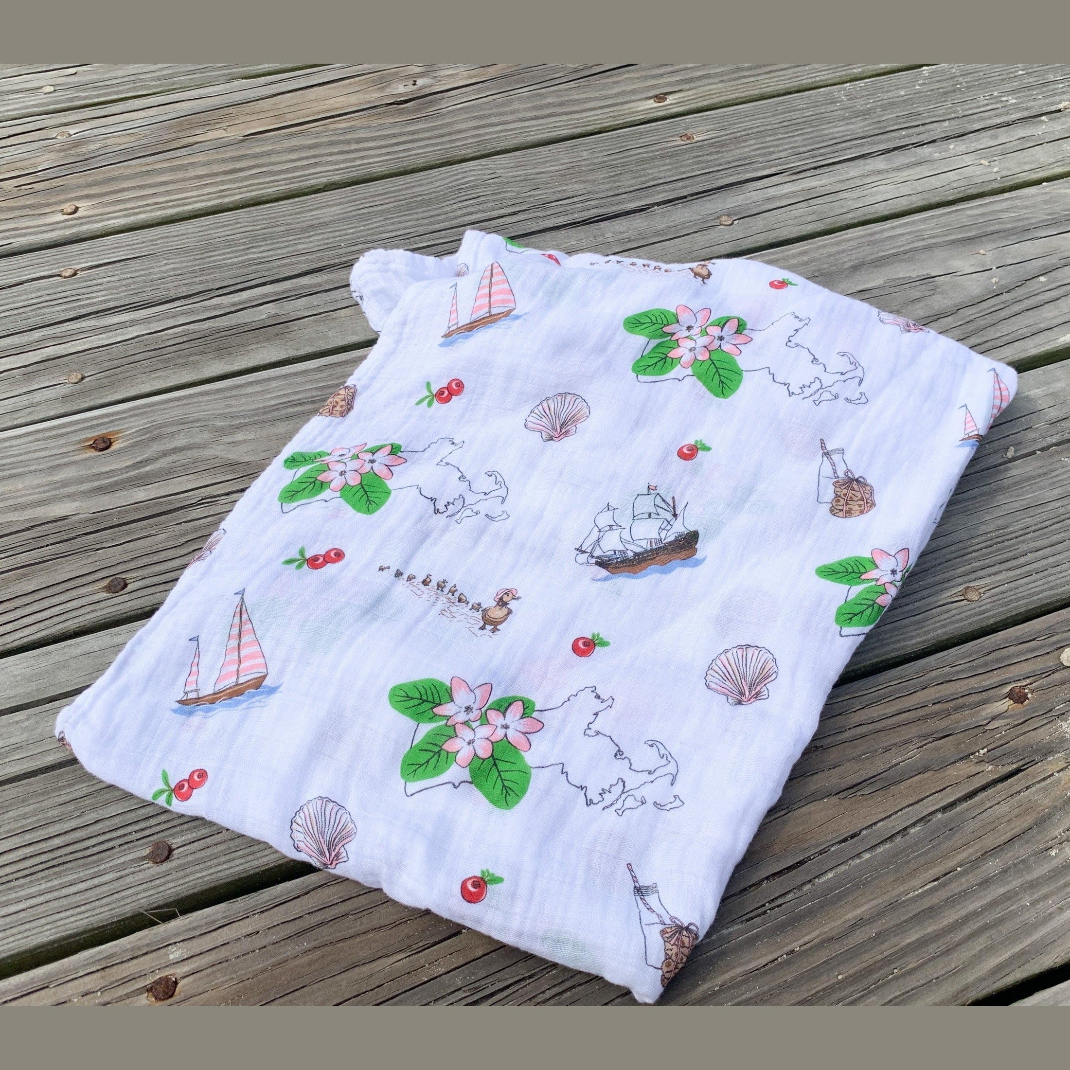 Massachusetts Floral Muslin Swaddle Receiving Blanket-thumbmail-6