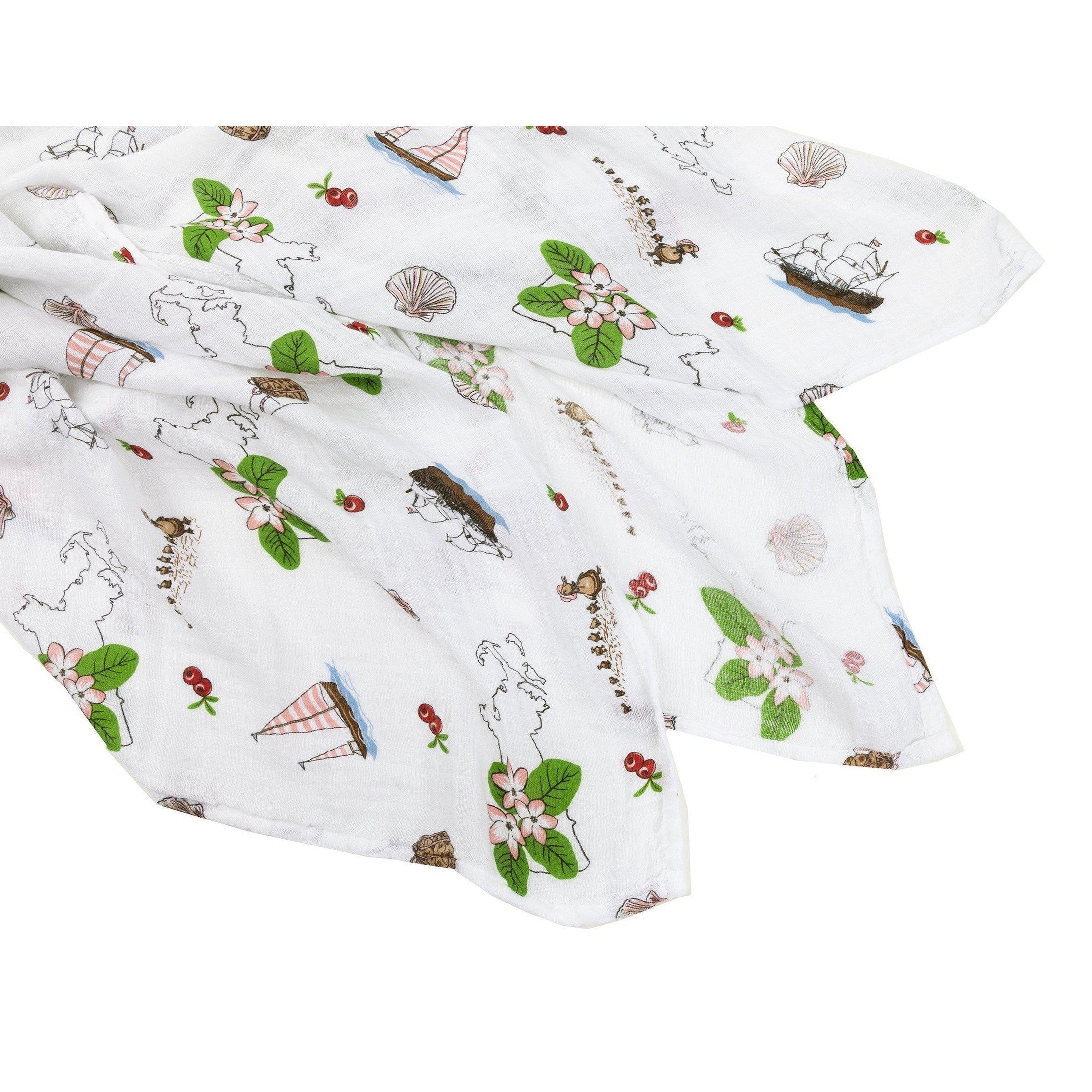 Massachusetts Floral Muslin Swaddle Receiving Blanket-thumbmail-3
