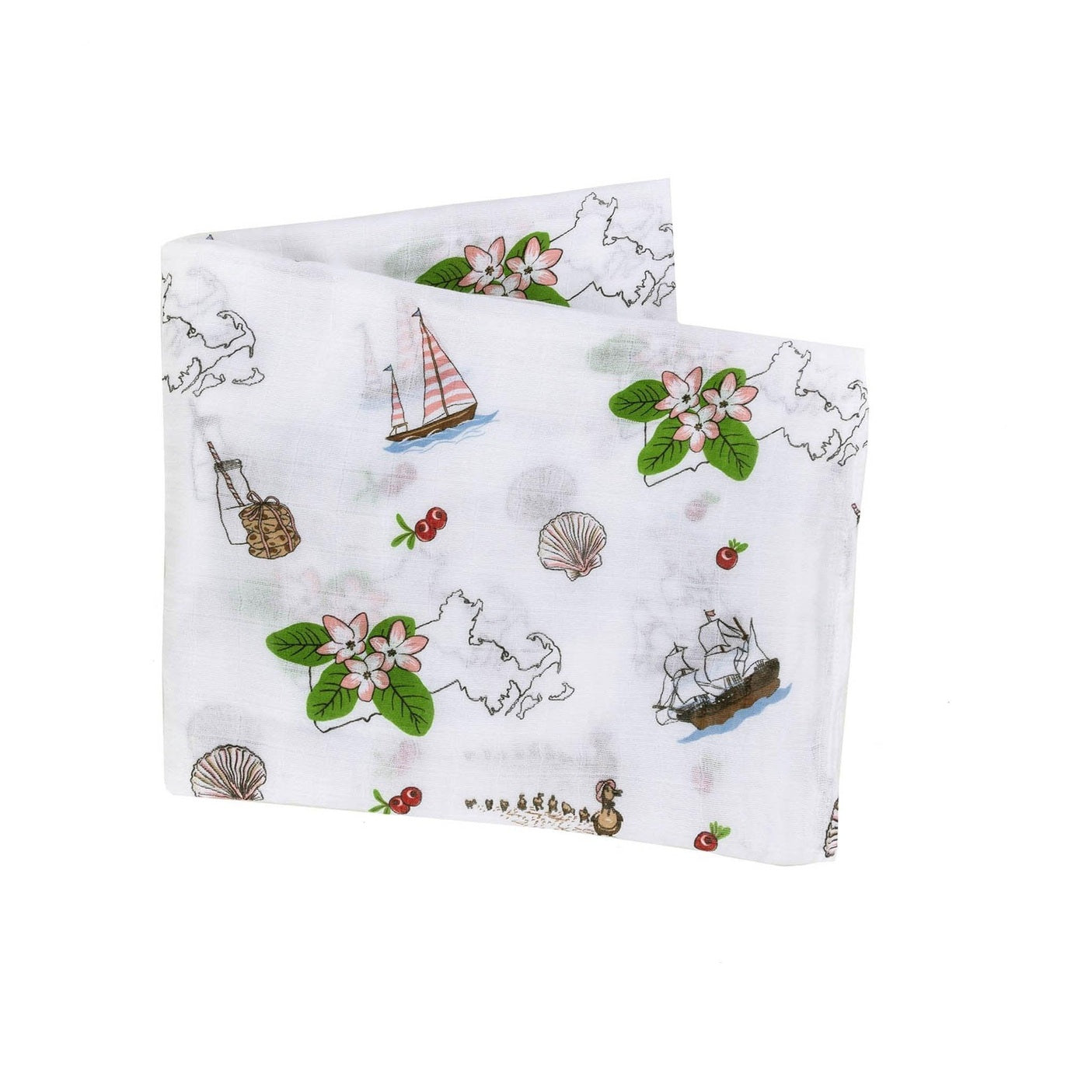 Massachusetts Floral Muslin Swaddle Receiving Blanket-thumbmail-1