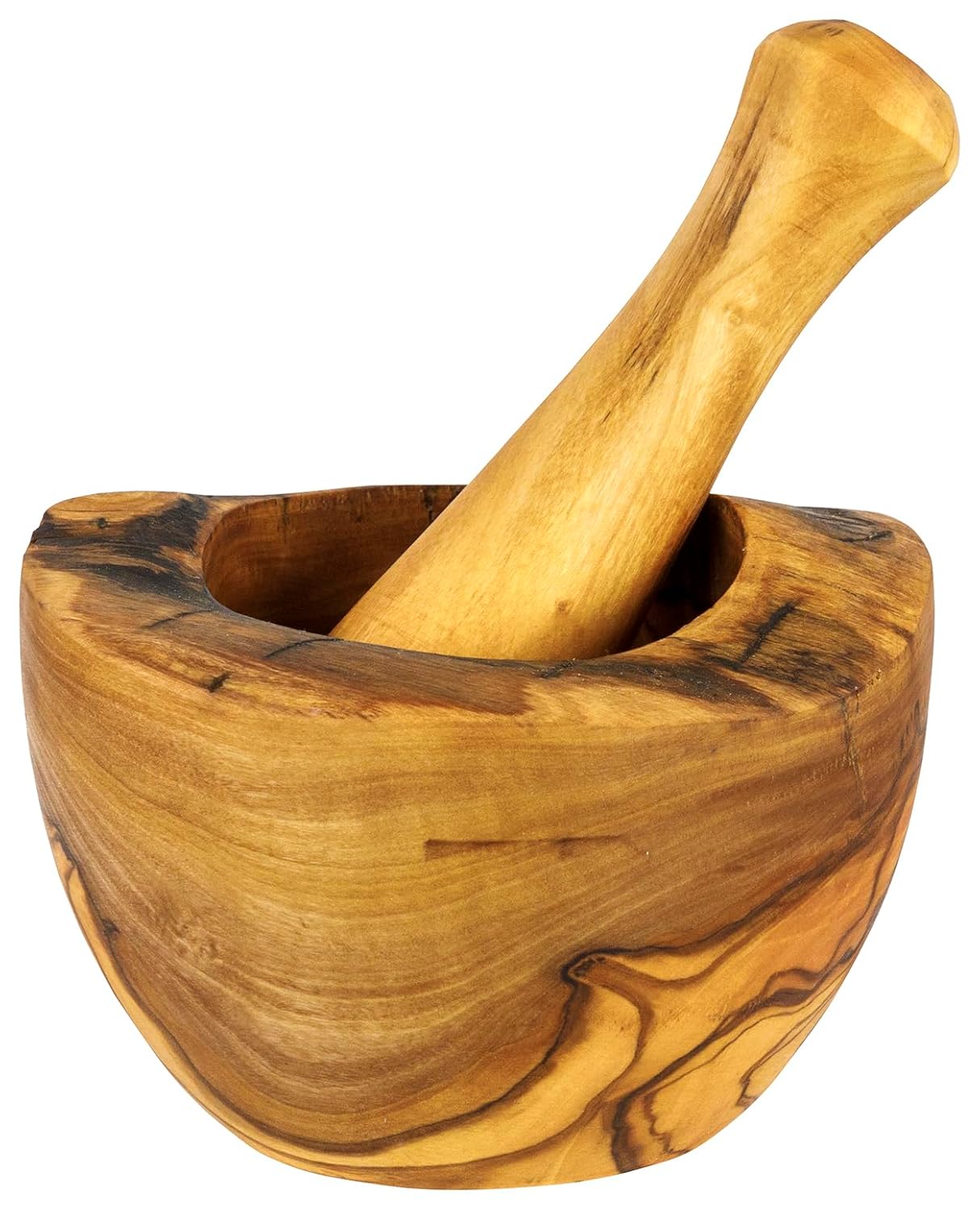 Olive Wood Rustic Mortar and Pestle-thumbmail-1