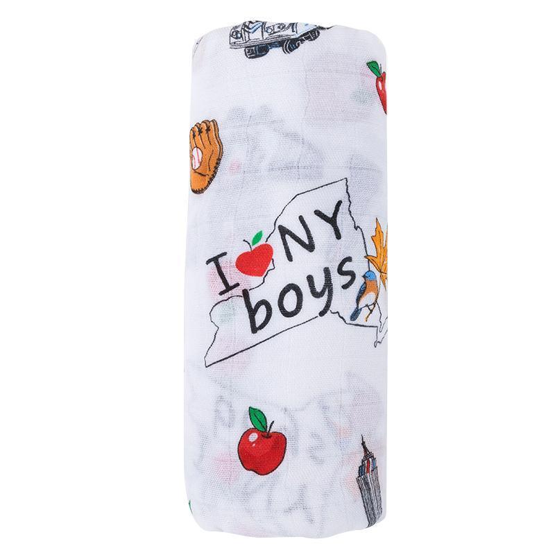 New York Baby Boy Muslin Swaddle Receiving Blanket-thumbmail-2