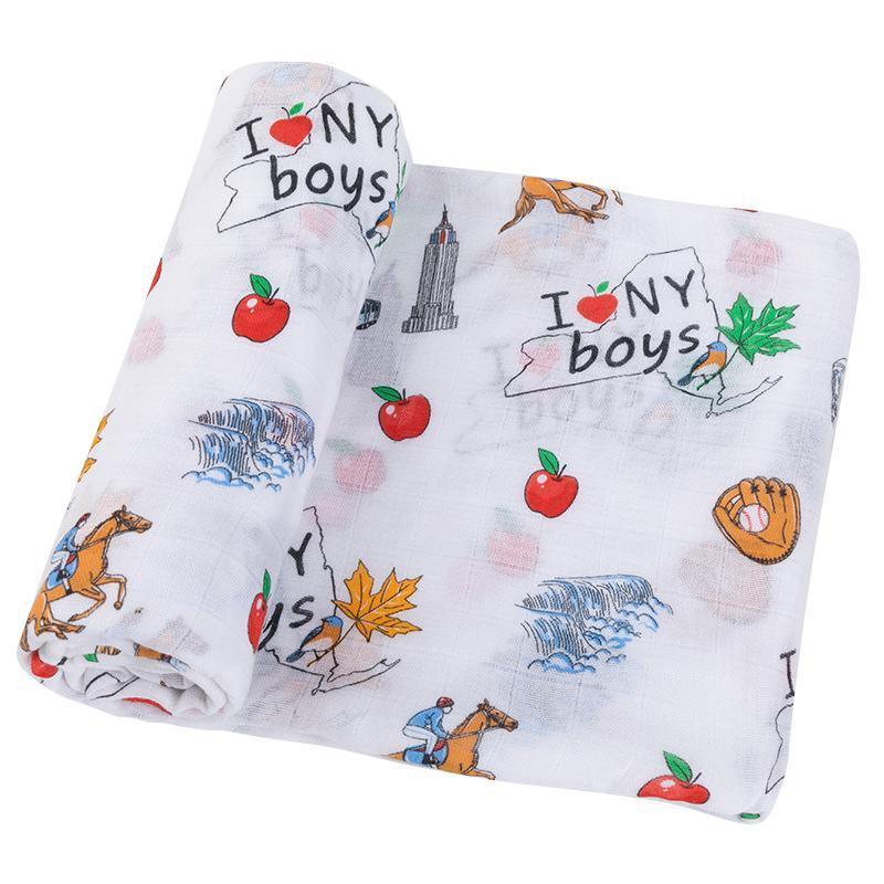 New York Baby Boy Muslin Swaddle Receiving Blanket-thumbmail-3
