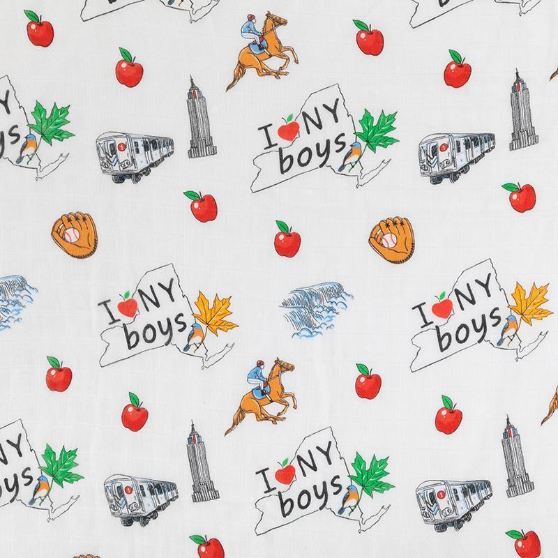 New York Baby Boy Muslin Swaddle Receiving Blanket-thumbmail-1