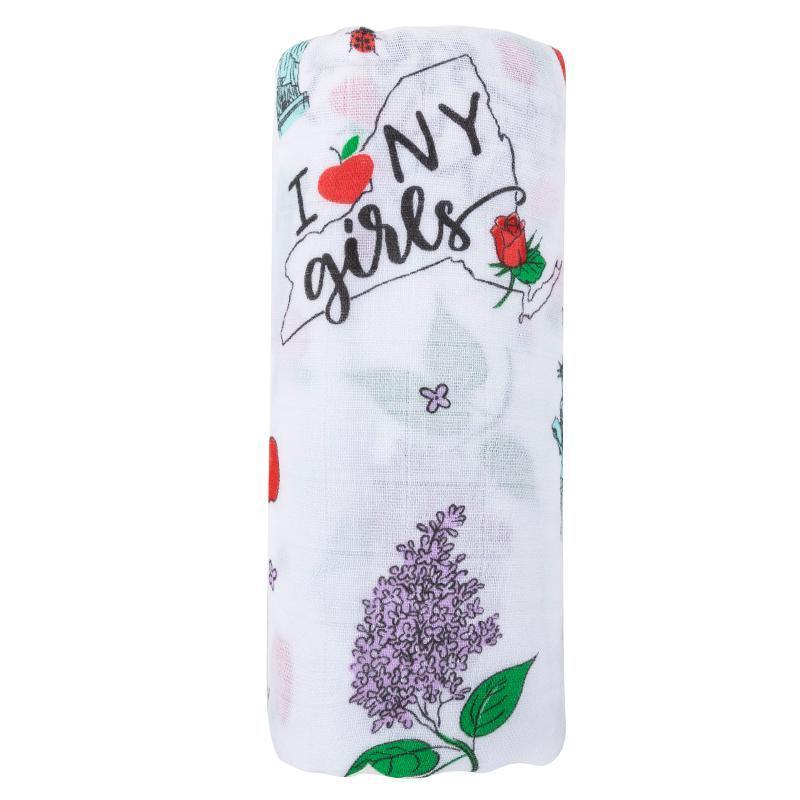 New York Baby Girl Muslin Swaddle Receiving Blanket-thumbmail-3