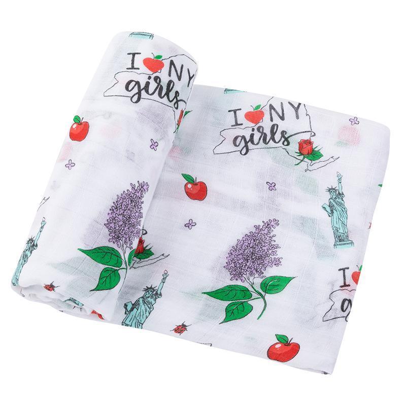 New York Baby Girl Muslin Swaddle Receiving Blanket-thumbmail-5