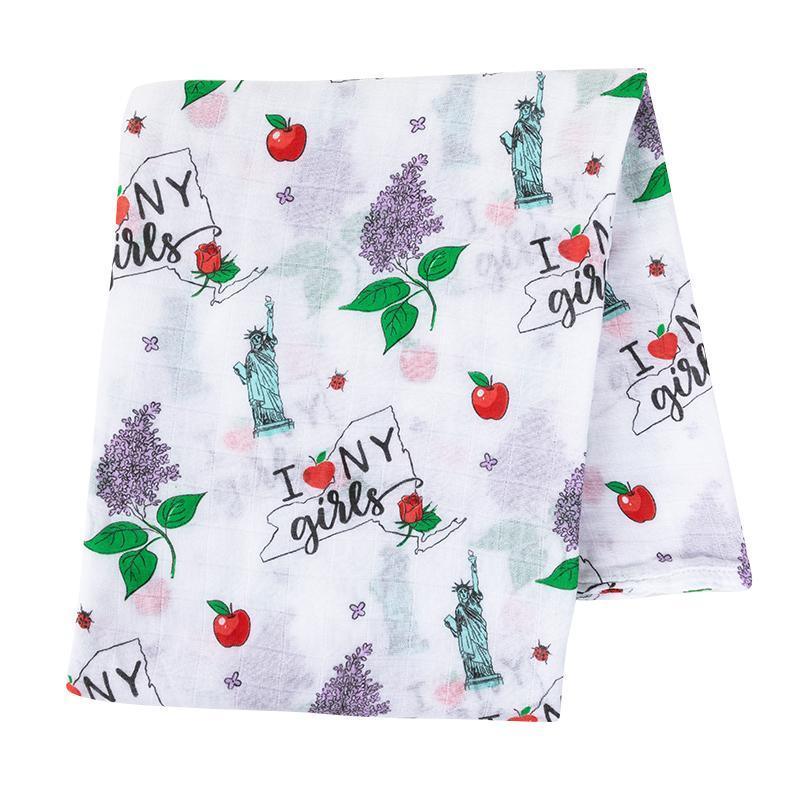 New York Baby Girl Muslin Swaddle Receiving Blanket-thumbmail-2