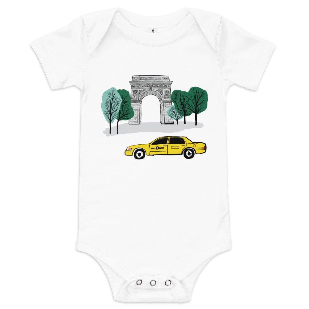 New York City Washington Sq Park Baby Short Sleeve One Piece-thumbmail-3