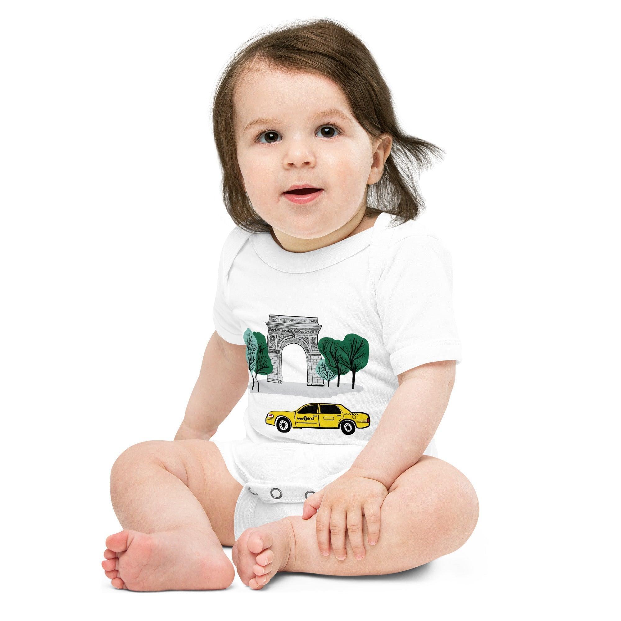 New York City Washington Sq Park Baby Short Sleeve One Piece-thumbmail-4