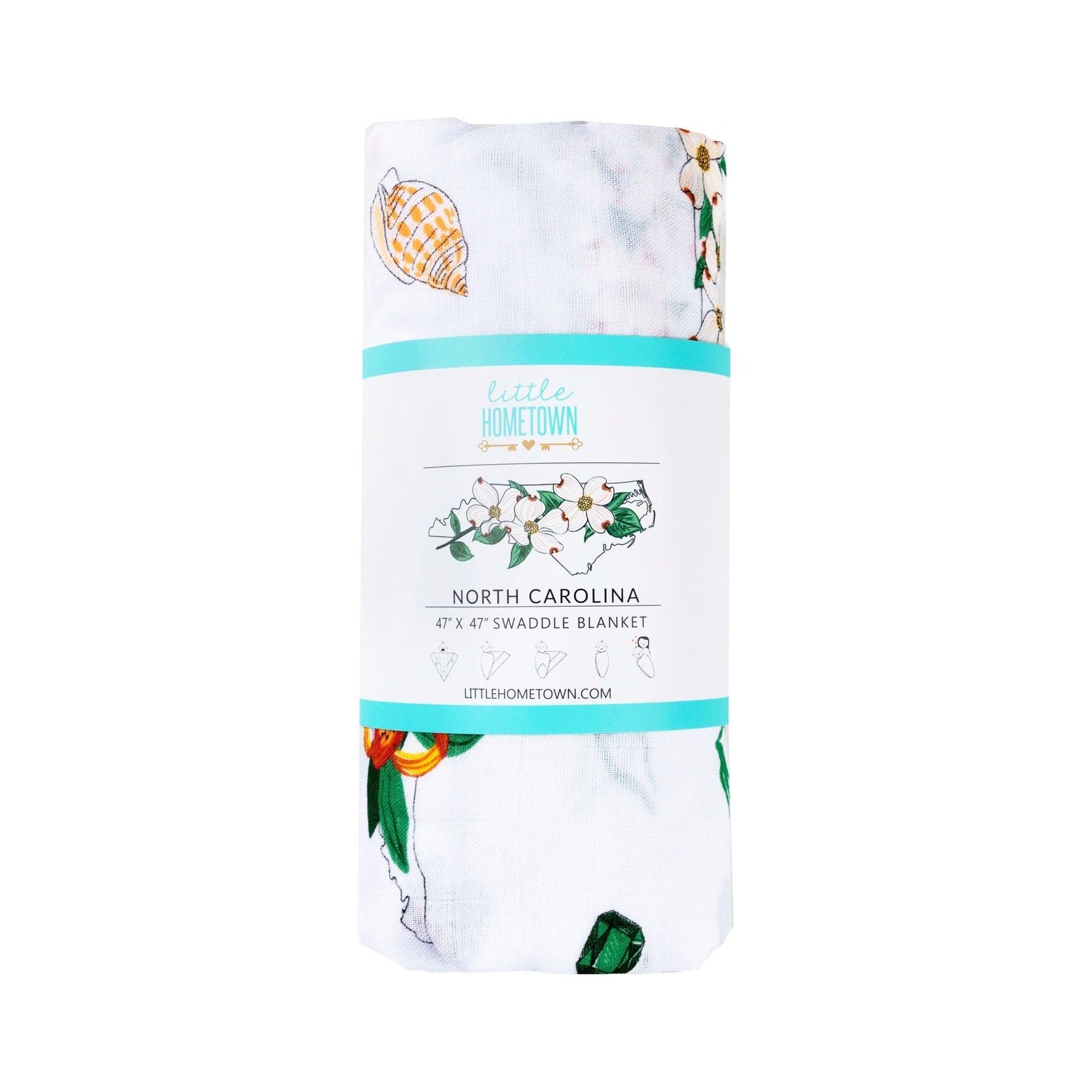 North Carolina Baby Muslin Swaddle Receiving Blanket (Floral)-thumbmail-3