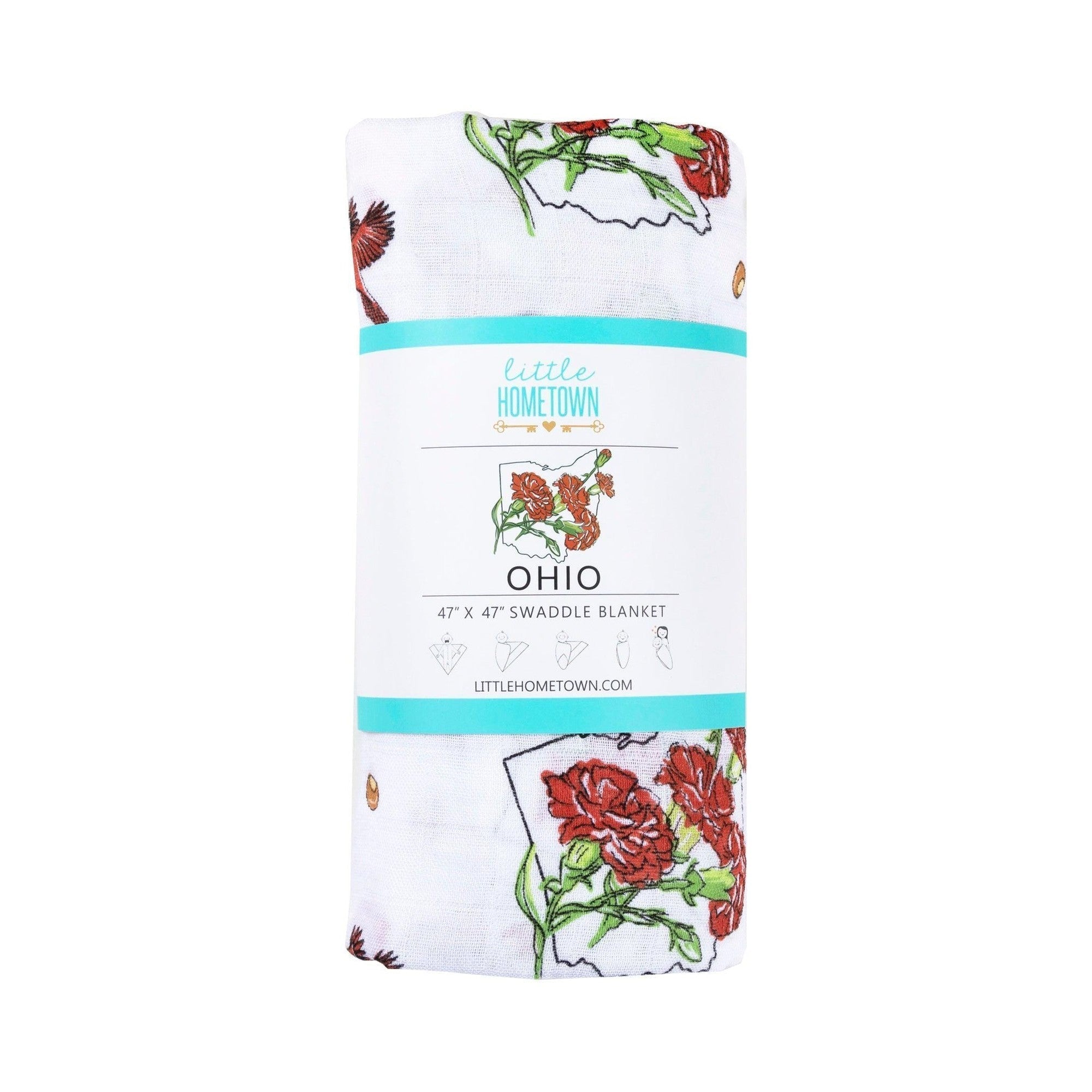 Ohio Baby Muslin Swaddle Receiving Blanket (Floral)-thumbmail-9