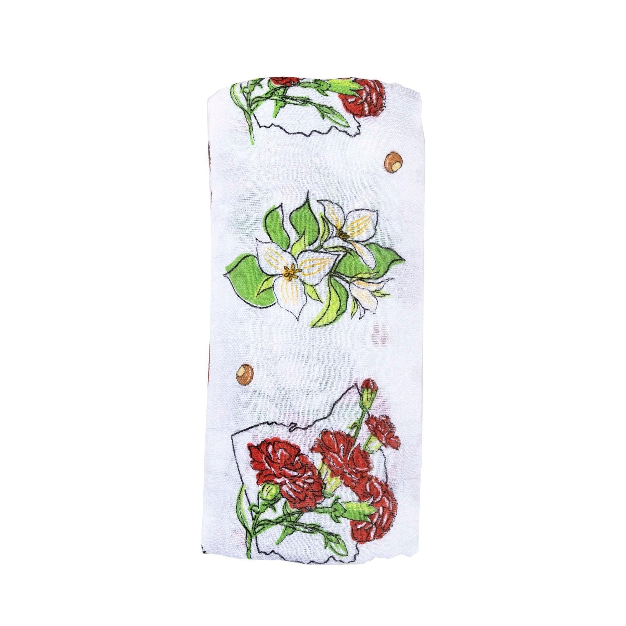 Ohio Baby Muslin Swaddle Receiving Blanket (Floral)-thumbmail-1