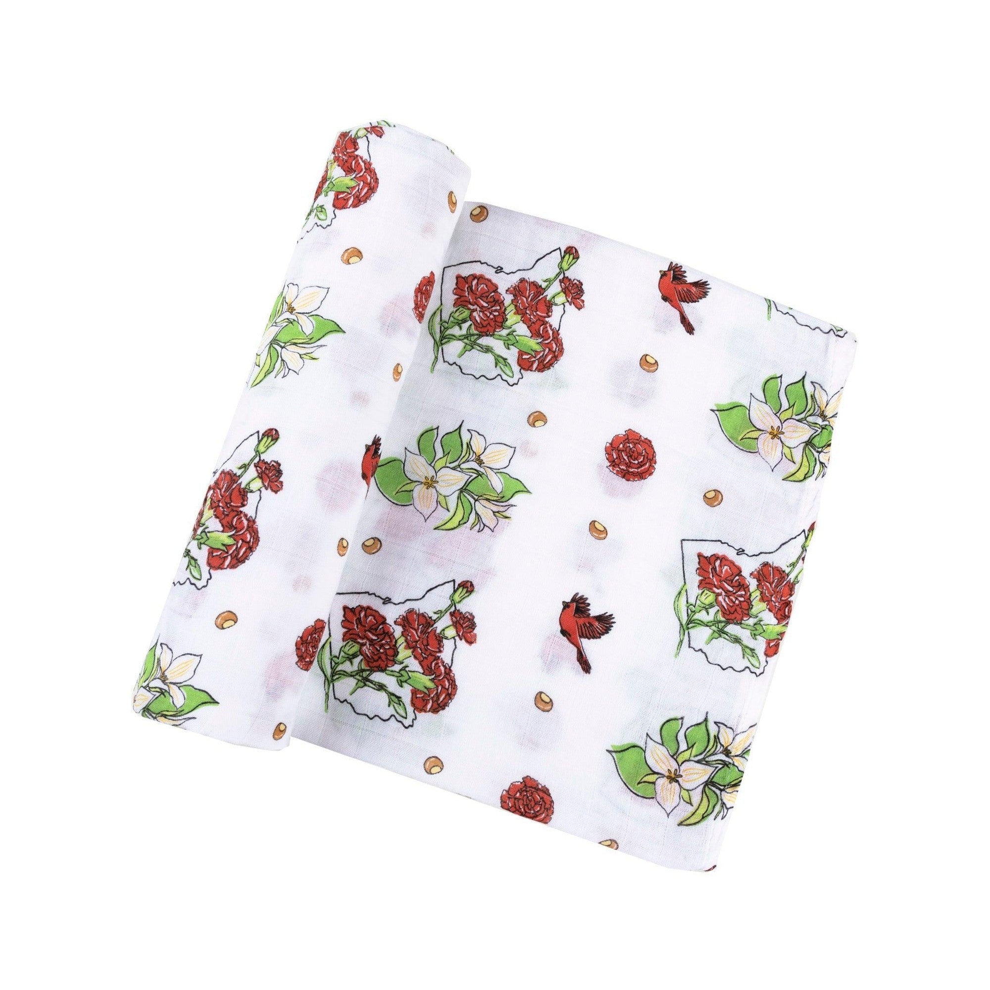 Ohio Baby Muslin Swaddle Receiving Blanket (Floral)-thumbmail-7