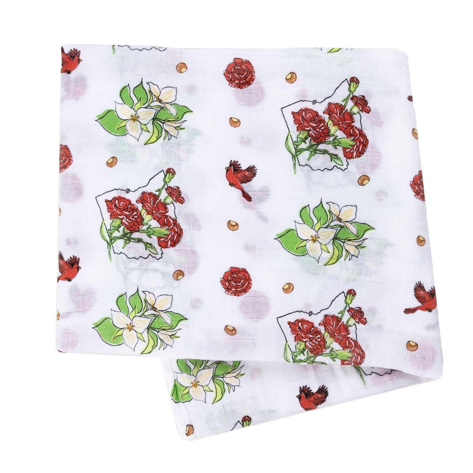 Ohio Baby Muslin Swaddle Receiving Blanket (Floral)-thumbmail-3