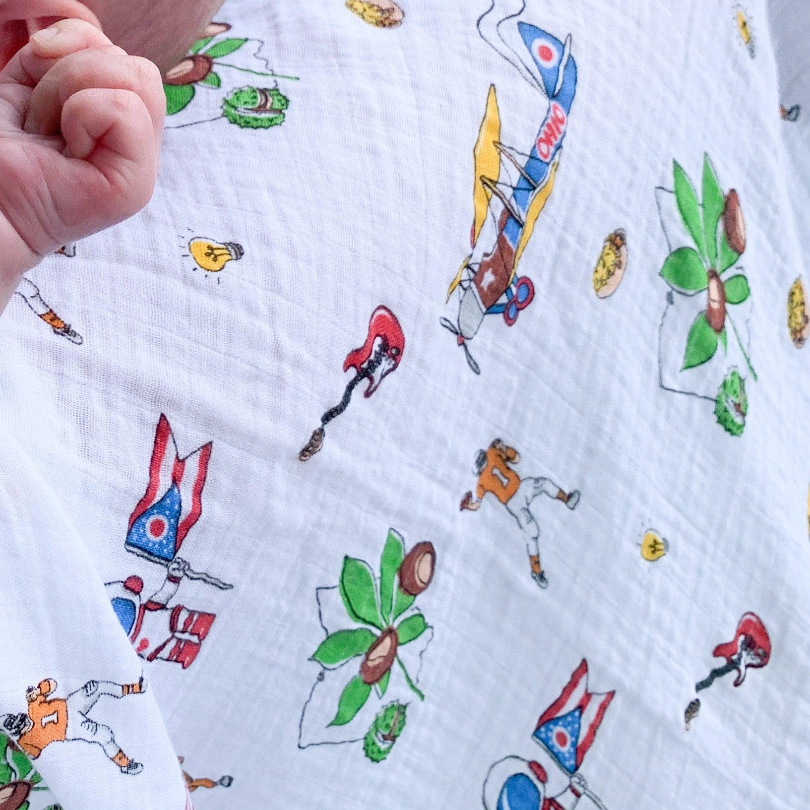 Ohio Baby Muslin Swaddle Receiving Blanket-thumbmail-2