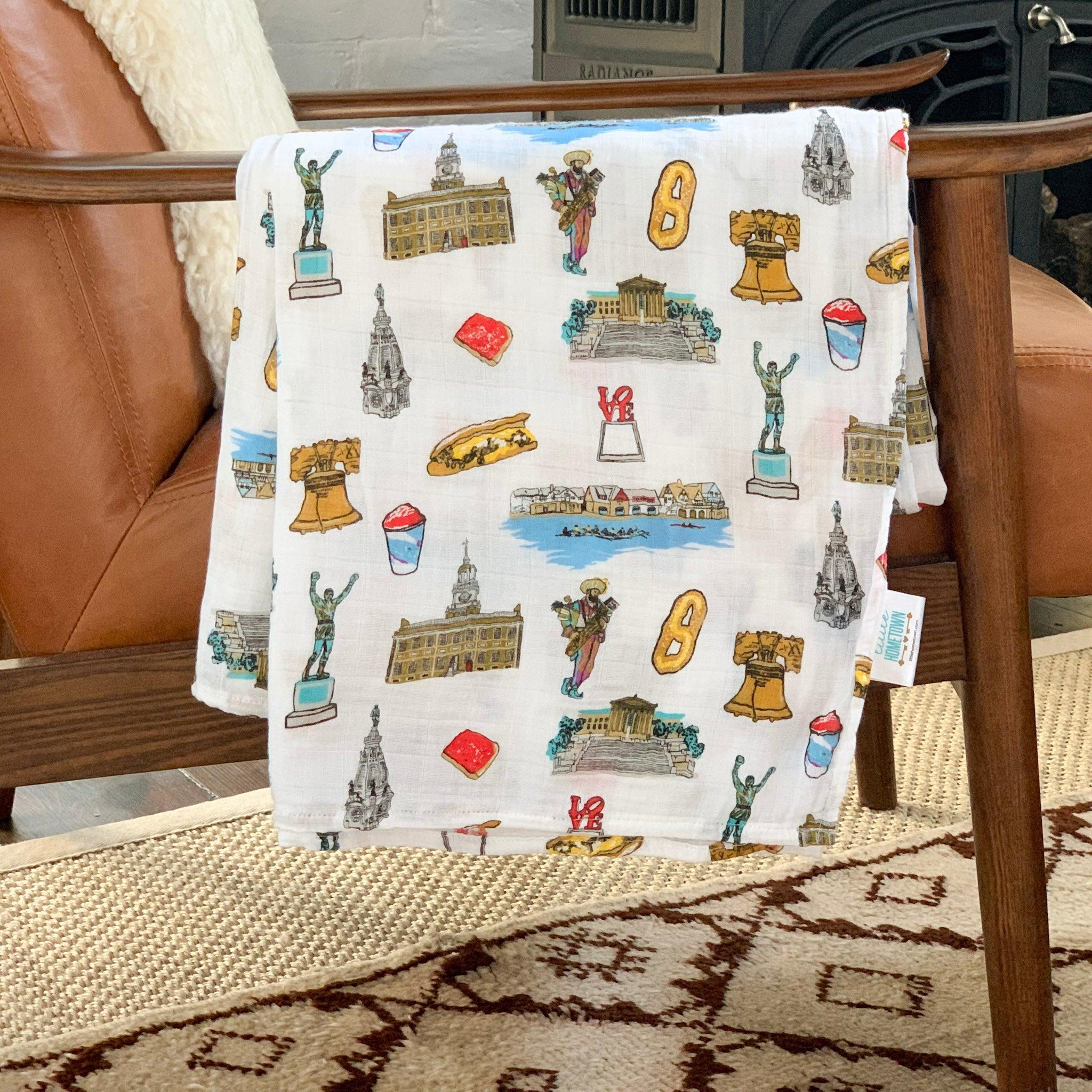 Philadelphia Baby Muslin Swaddle Receiving Blanket-thumbmail-6