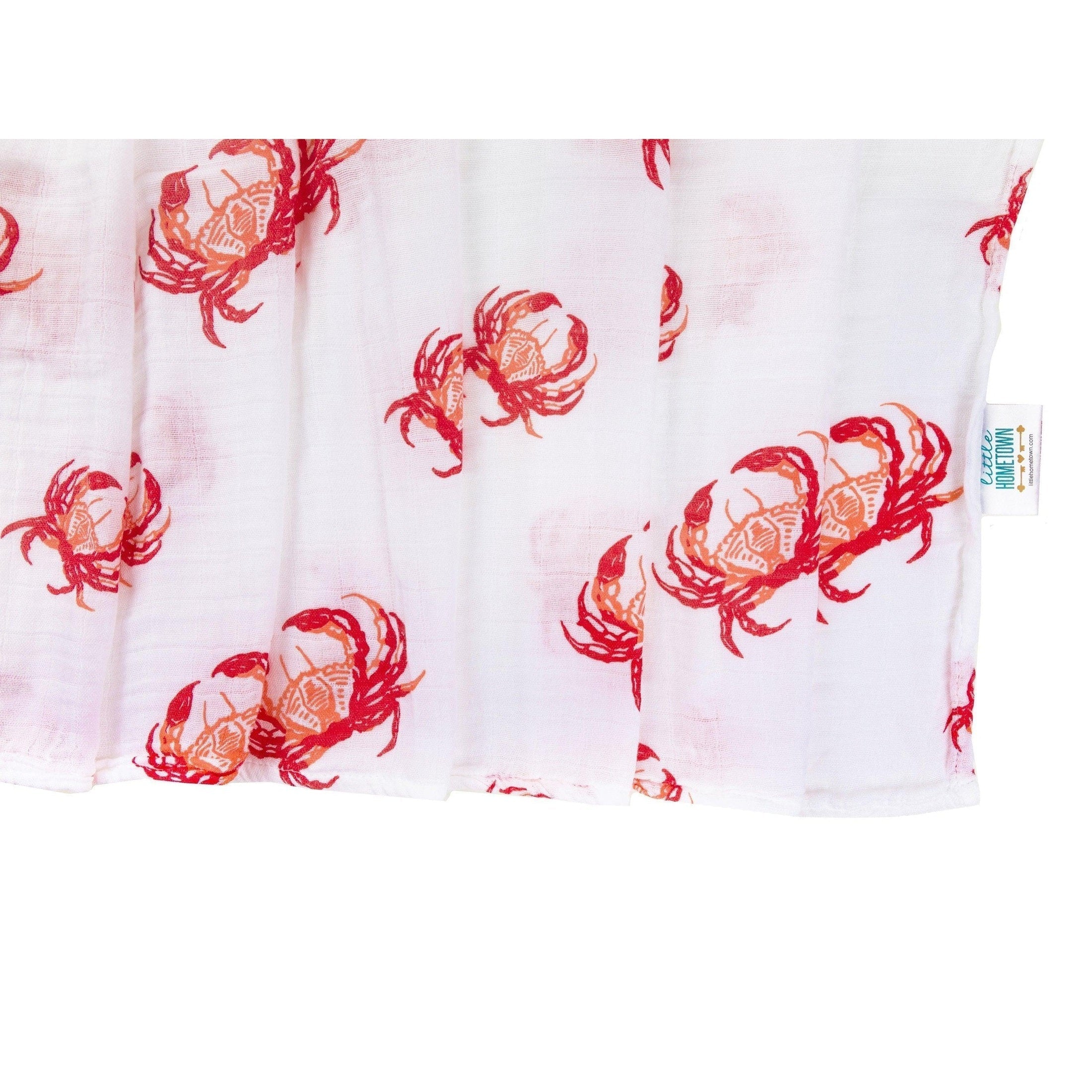 Pink Crab Baby Muslin Swaddle Receiving Blanket-thumbmail-4