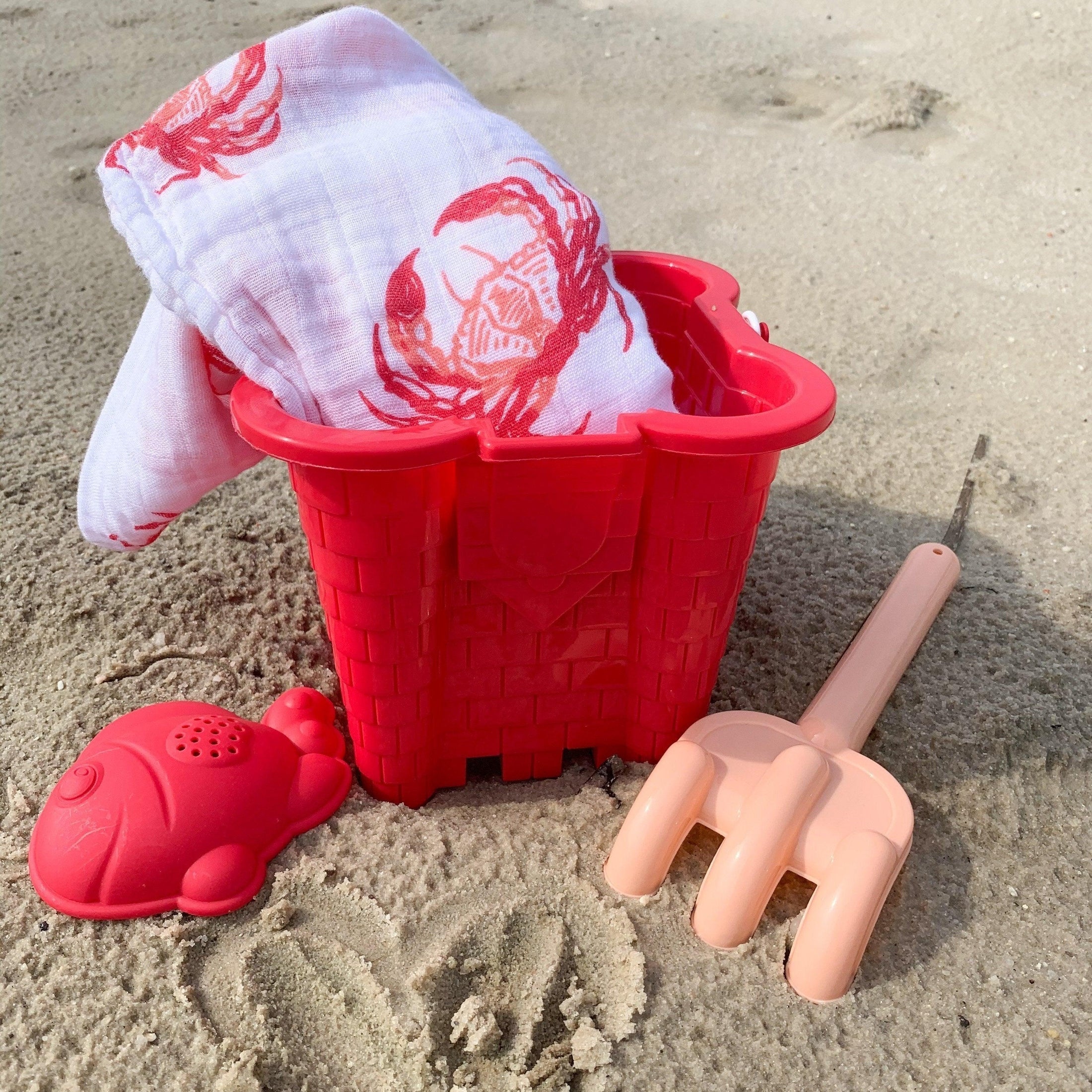 Pink Crab Baby Muslin Swaddle Receiving Blanket-thumbmail-5