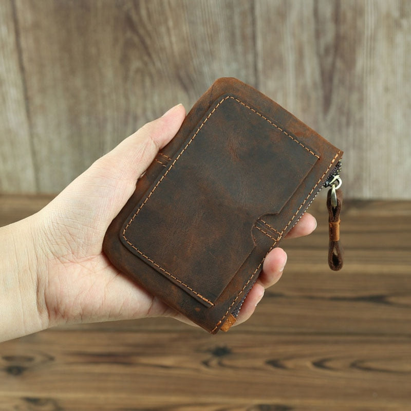 The Cael | Handmade Leather Coin Purse With Zipper-thumbmail-7