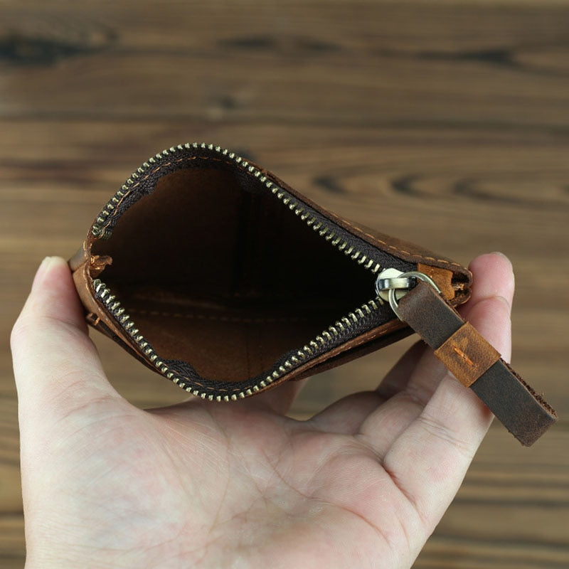The Cael | Handmade Leather Coin Purse With Zipper-thumbmail-9