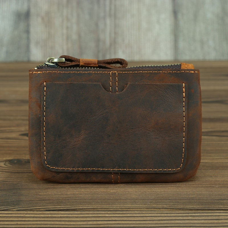 The Cael | Handmade Leather Coin Purse With Zipper-thumbmail-5