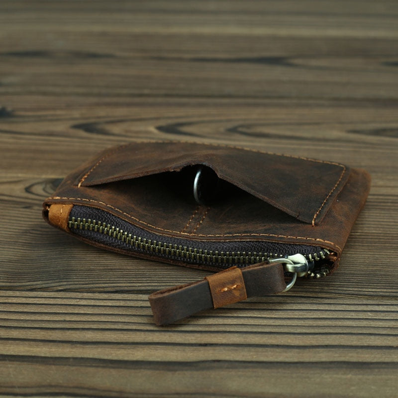 The Cael | Handmade Leather Coin Purse With Zipper-thumbmail-3