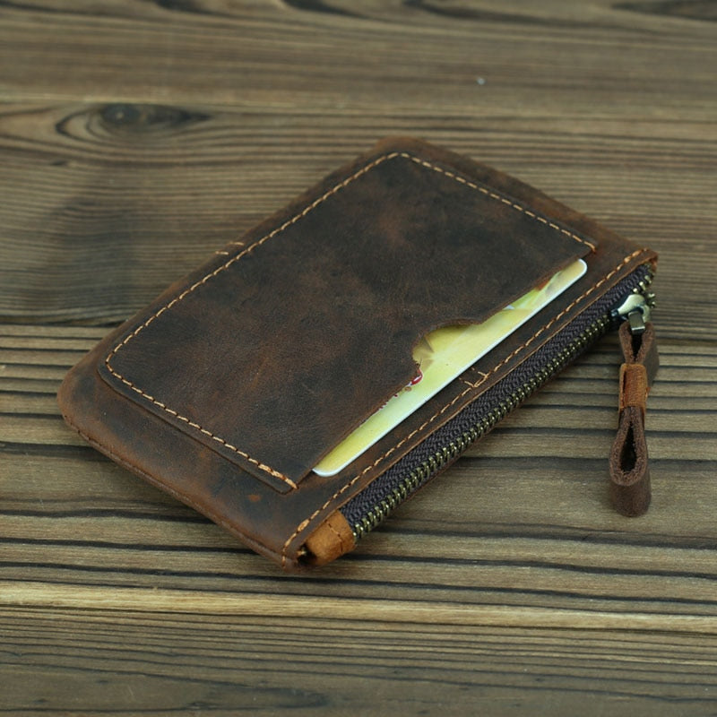 The Cael | Handmade Leather Coin Purse With Zipper-thumbmail-1