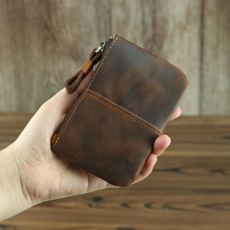 The Cael | Handmade Leather Coin Purse With Zipper-thumbmail-10