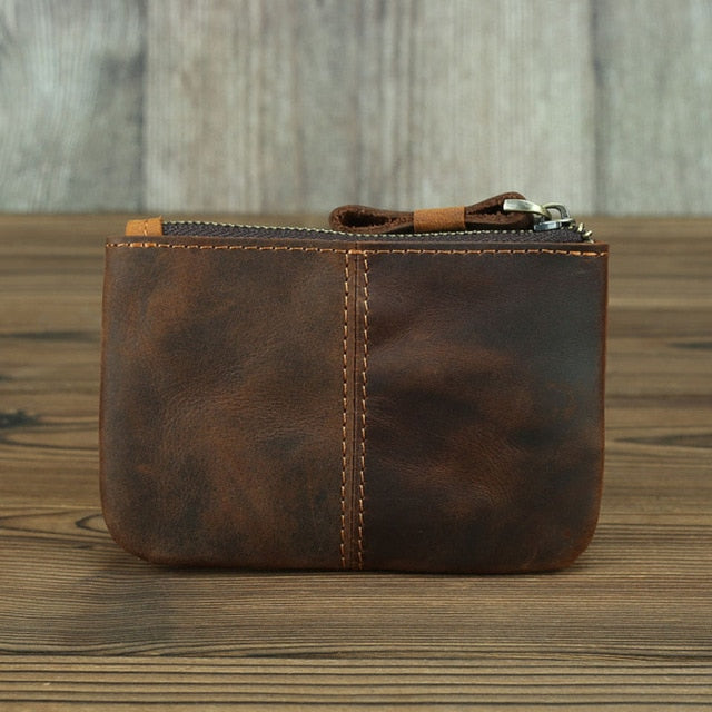 The Cael | Handmade Leather Coin Purse With Zipper-thumbmail-4
