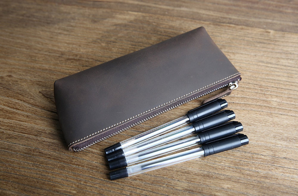 The Pallavi | Handmade Leather Pencil Case - Leather Makeup Bag-thumbmail-7