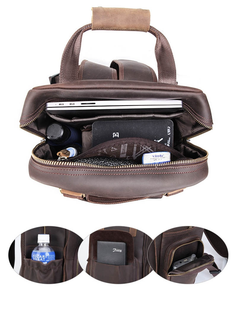 The Gaetano | Large Leather Backpack Camera Bag With Tripod Holder-thumbmail-4