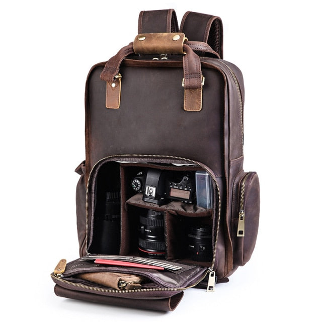The Gaetano | Large Leather Backpack Camera Bag With Tripod Holder-thumbmail-7