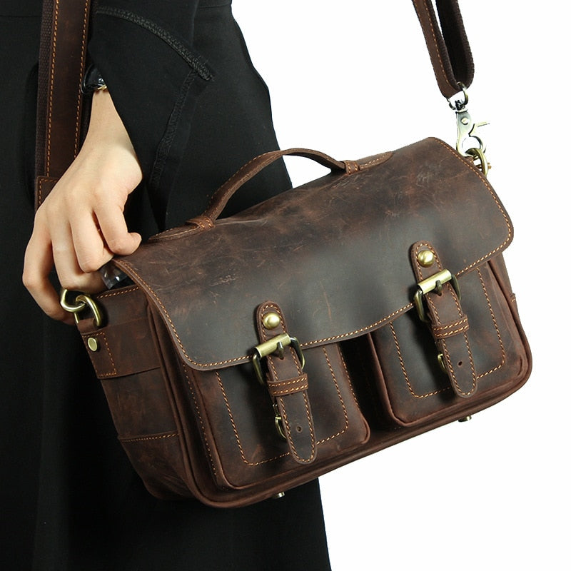 The Faust Leather Camera Bag | Crossbody Vintage Camera Messenger Bag-thumbmail-8