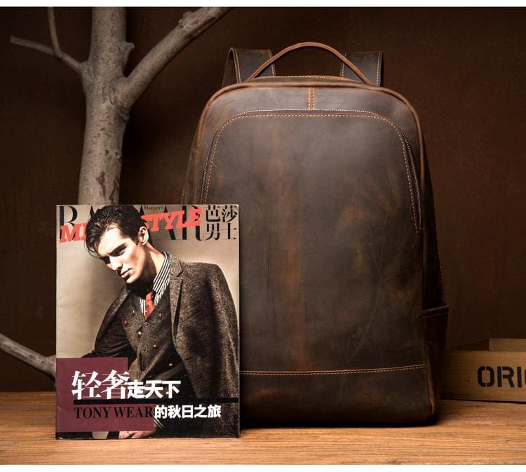 The Vernon Backpack | Genuine Vintage Leather Minimalist Backpack-thumbmail-2
