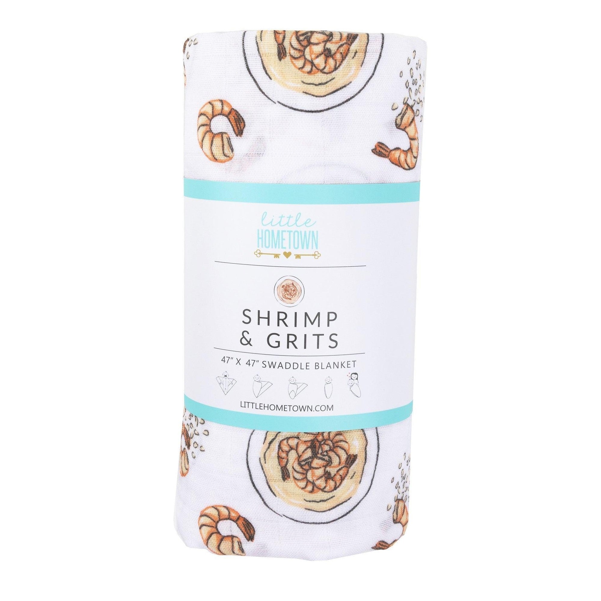 Shrimp and Grits Baby Muslin Swaddle Receiving Blanket-thumbmail-8