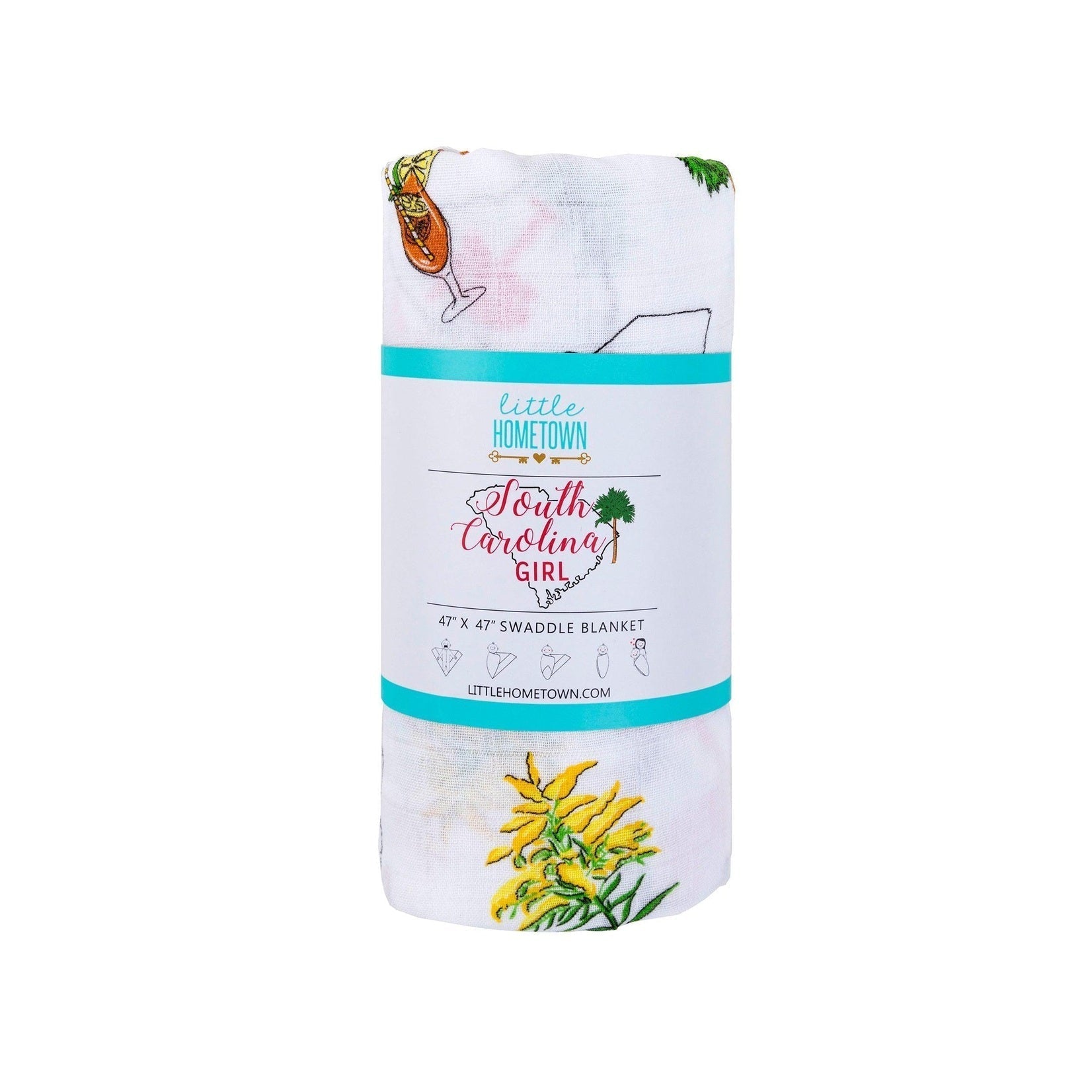 South Carolina Baby Girl Muslin Swaddle Receiving Blanket-thumbmail-1