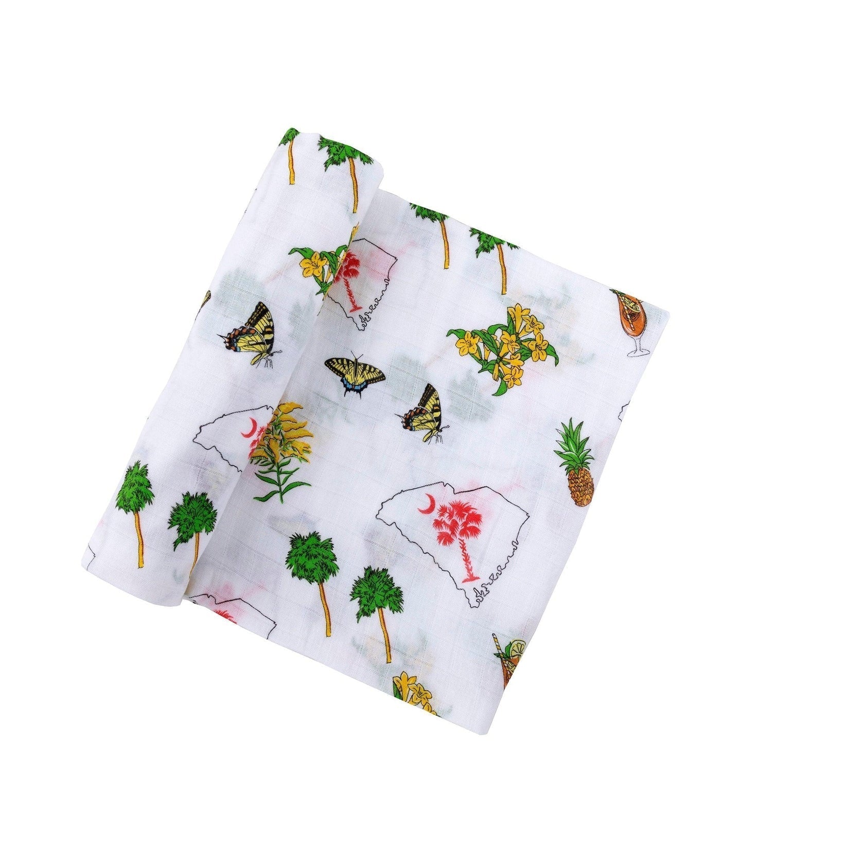 South Carolina Baby Girl Muslin Swaddle Receiving Blanket-thumbmail-3