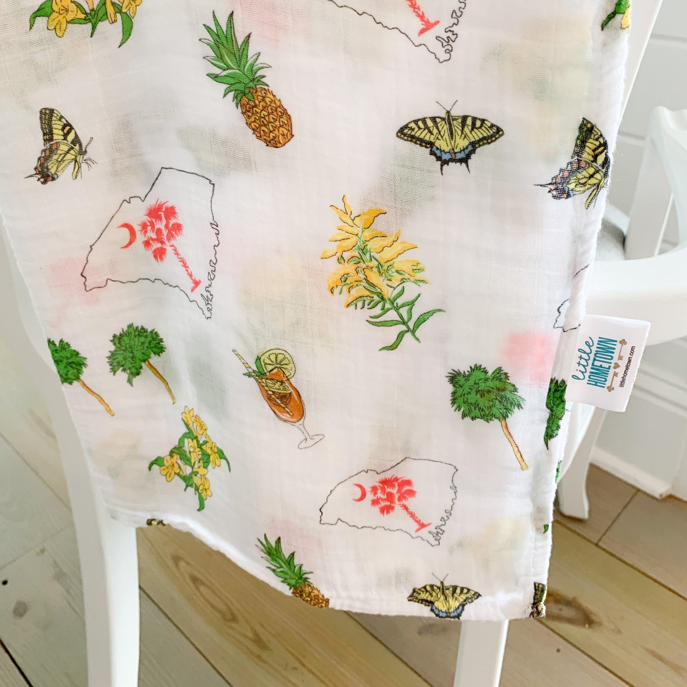 South Carolina Baby Girl Muslin Swaddle Receiving Blanket-thumbmail-4